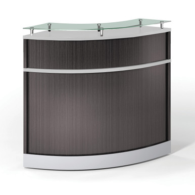 OfficeSource Cosmo Collection Curved Glass Top Reception Desk – 31.5”W x 31.5”D