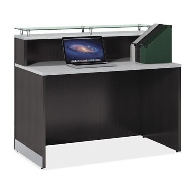 OfficeSource Cosmo Collection Glass Top Reception Desk – 48”W x 32”D