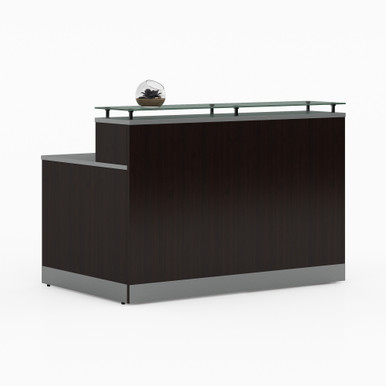 OfficeSource Cosmo Collection Glass Top Reception Desk – 63”W x 32”D