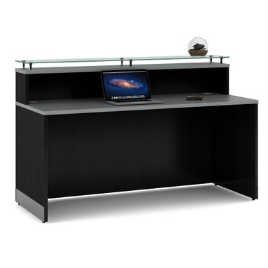 OfficeSource Cosmo Collection Glass Top Reception Desk – 63”W x 32”D